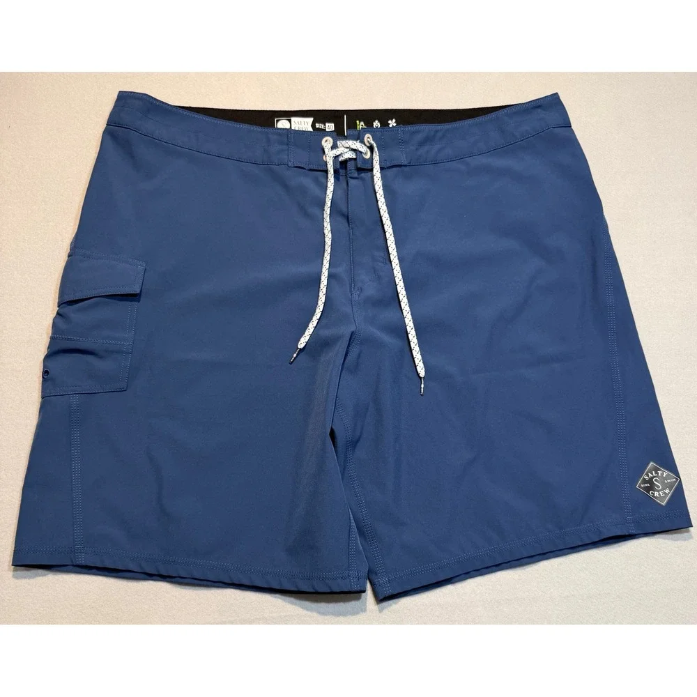 Salty Crew Mens Board Shorts Blue Cargo Quick Dry Stretch Size 40‎